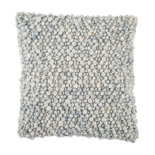 22" Blue and Ivory Boucle Pillow